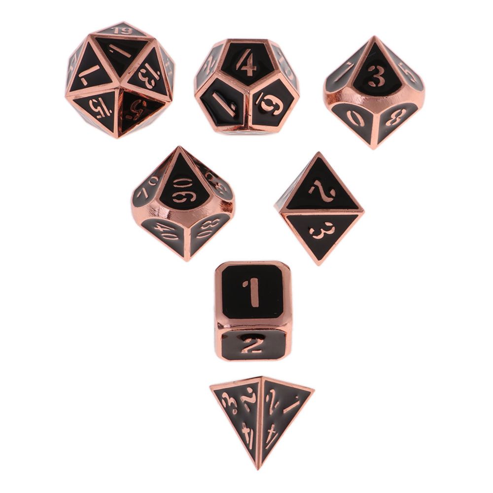 marque generique - 7pcs multi-faces ensemble de dés D u0026 D jeu de dés Polyhedral Dice Copper noir - Les grands classiques