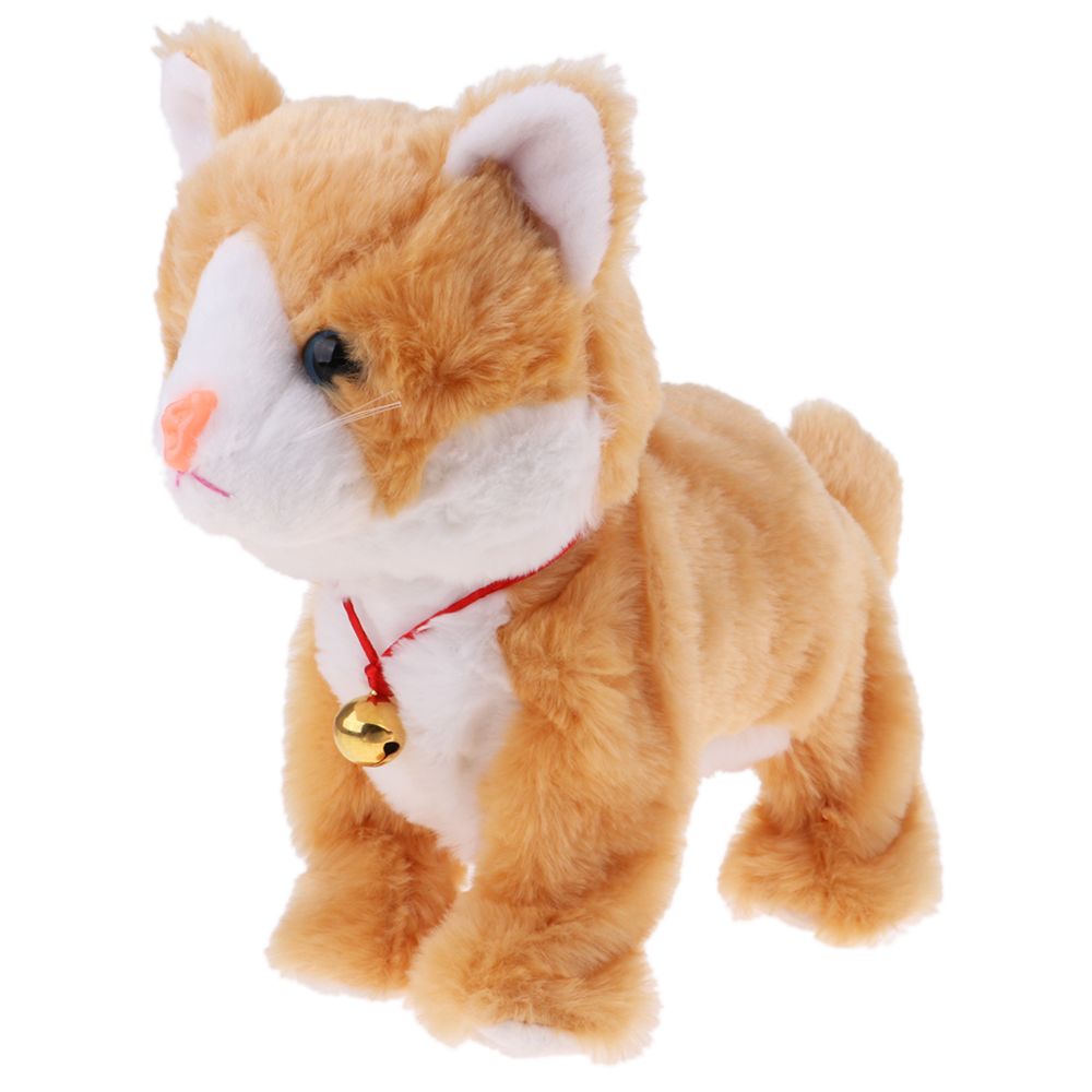 marque generique - Chat électrique animal de compagnie Meow jouet marche animal poupée cadeau de chat en peluche pour tout-petit brun - Accessoires et pièces