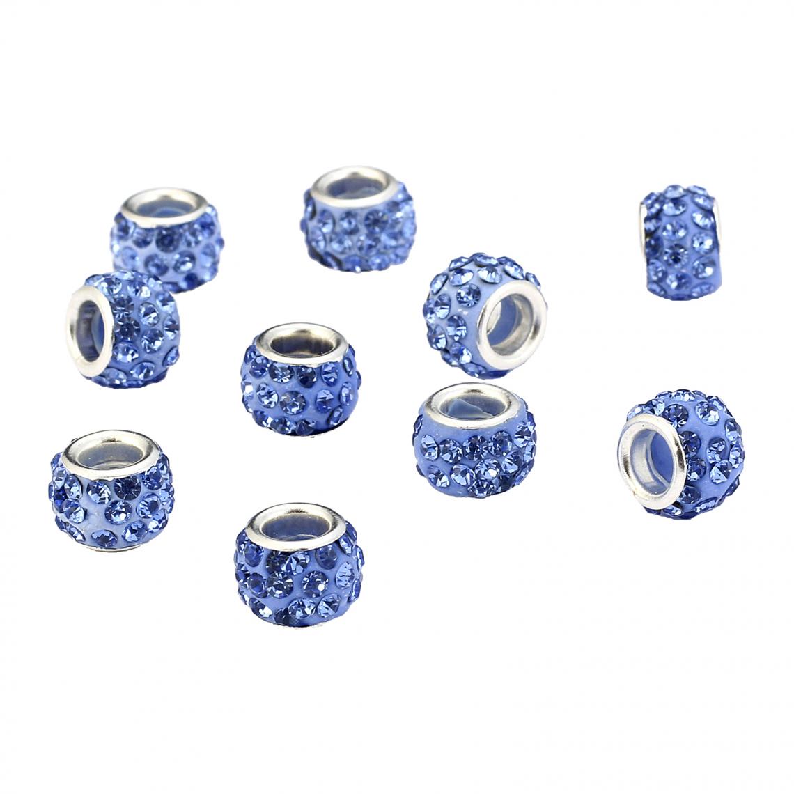 marque generique - 10pcs Perles D'espacement Européennes Bracelet En Strass Résultats De Bijoux Bleu Royal - Perles