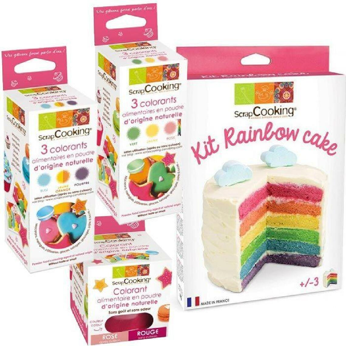 Scrapcooking - Kit rainbow cake + 7 couleurs de l'Arc-en-ciel (colorants naturels) - Kits créatifs