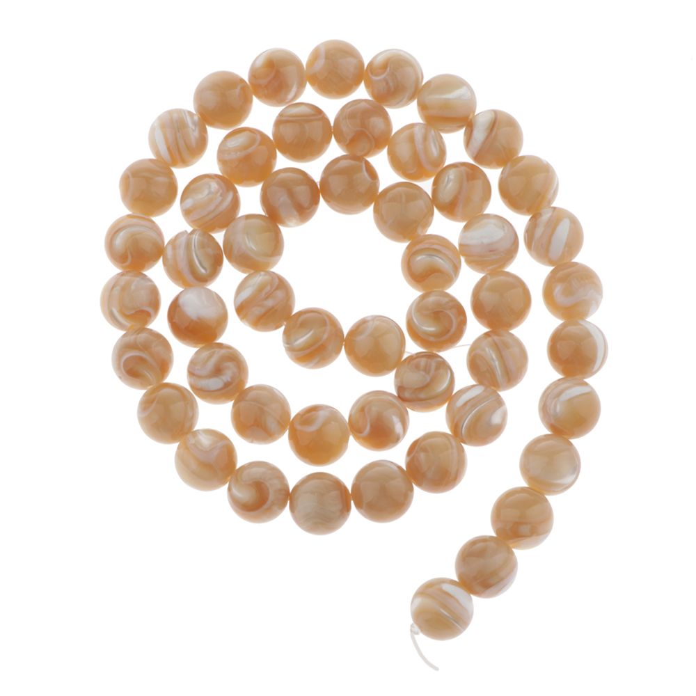 marque generique - chaîne de pierres précieuses naturelles perles de pierre de coquille pour bijoux DIY 8mm 48pcs - Perles