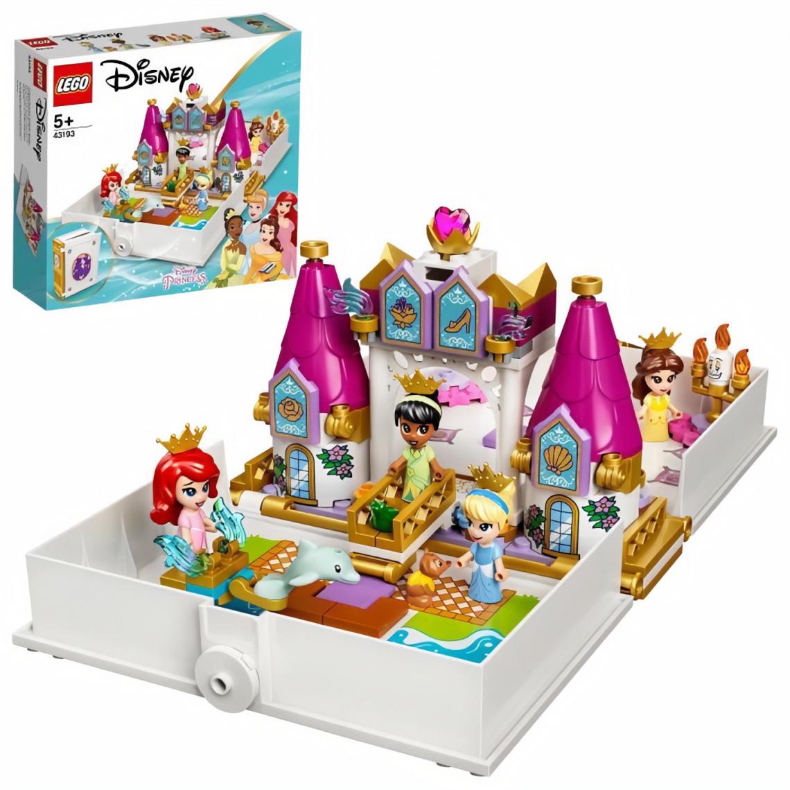 Lego - LEGO 43193 Disney Les Aventures d'Ariel, Belle, Cendrillon et Tiana dans un Livre de Contes, Disney Princesses - Briques et blocs