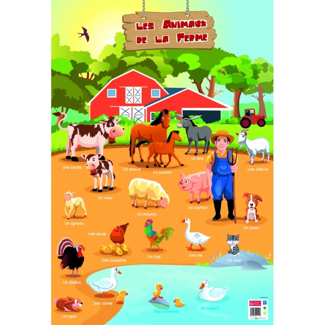 Ac-Deco - Poster pédagogique - Animaux de la ferme - 52 x 76 cm - Jeux d'adresse