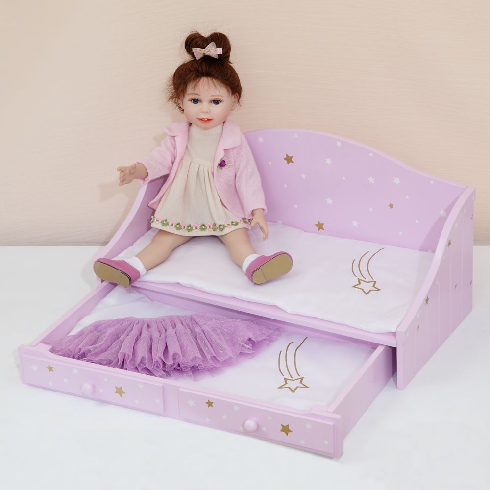 Olivia'S Little World - Lit gigogne poupée poupon Twinkle Stars Princess tiroir-lit en bois TD-0096AP - Maisons de poupées