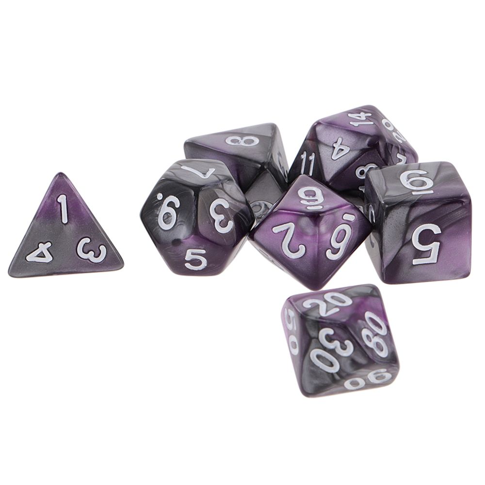 marque generique - 7PCS Two Colors Polyhedral Dice 16mm pour Dungeons and Dragons Table Games Purple Silver - Jeux de rôles