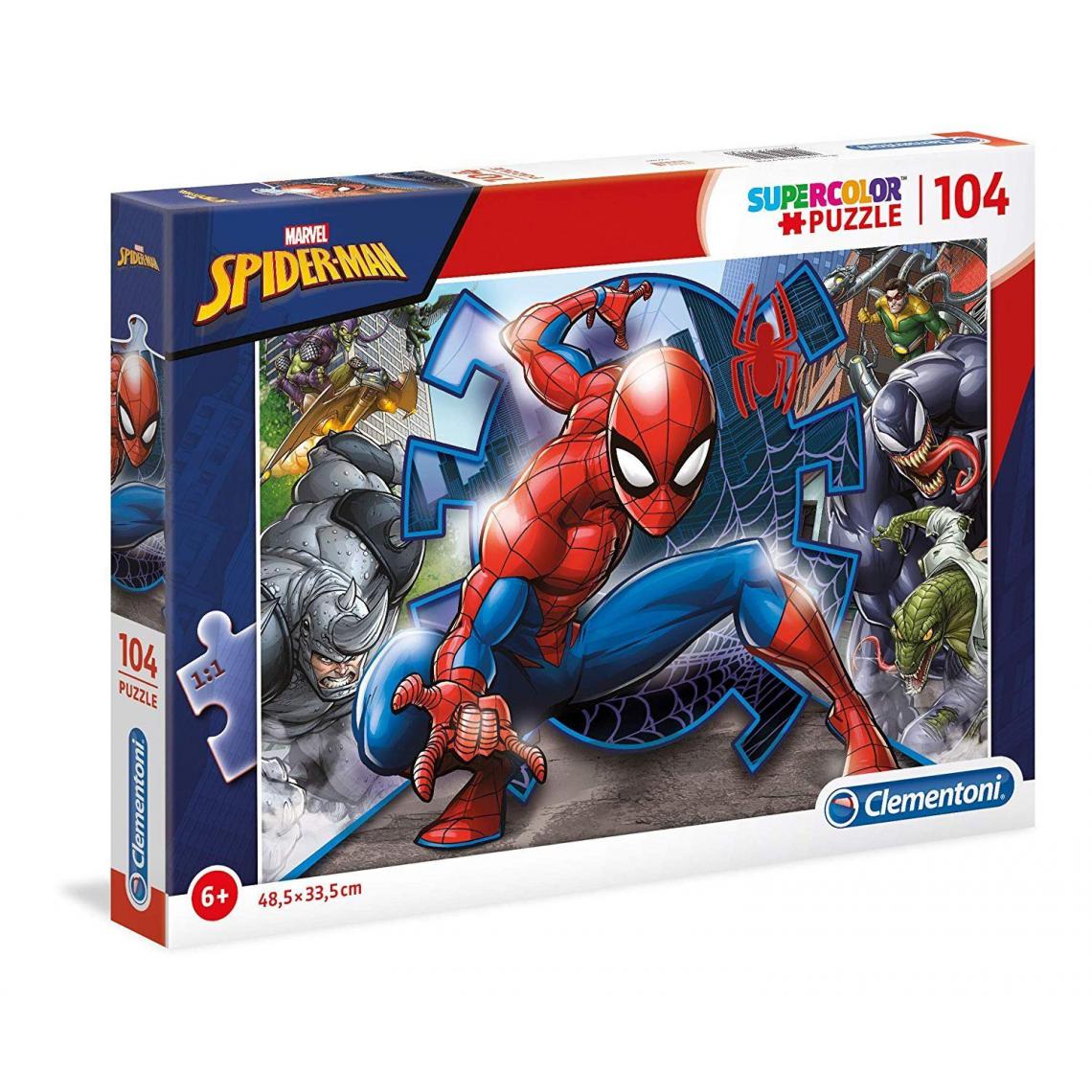 Inconnu - Clementoni-Clementoni-27116-Supercolor Collection-Spider-Man-104 pièces, 27116, Multicolore - Animaux