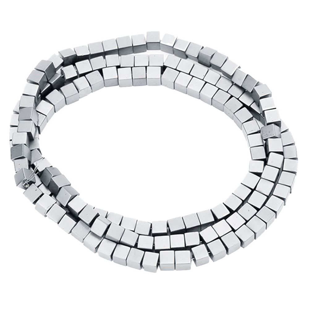 marque generique - 1 brin de hématite carré en vrac perles pour bracelets collier en argent - Perles