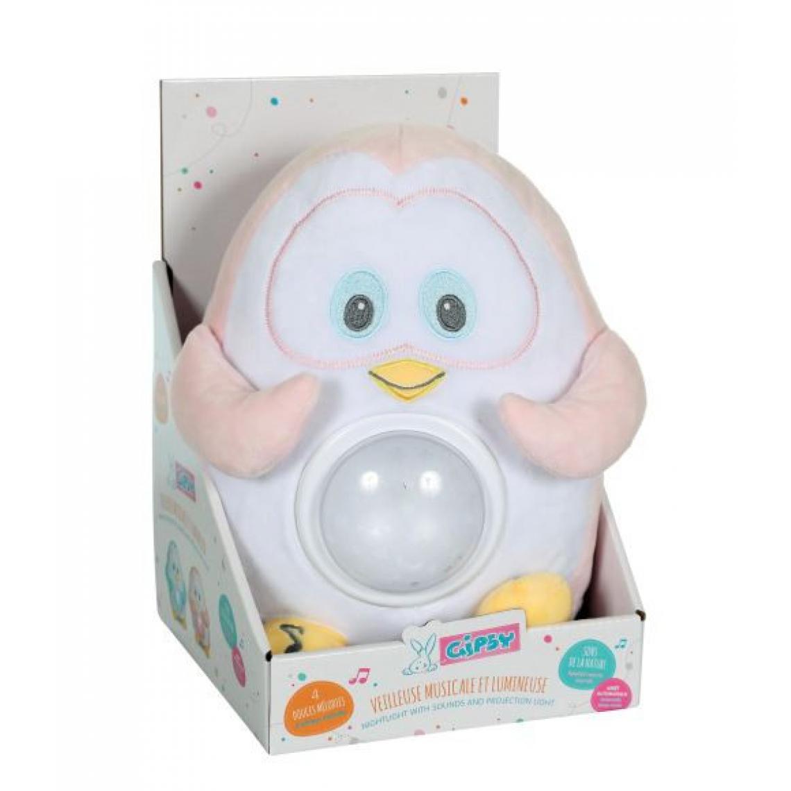 Gipsy - Peluche Gipsy Pingouin Veilleuse Musicale Rose - Animaux