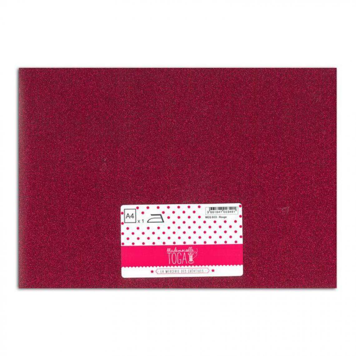Toga - Flex thermocollant à paillettes - Rouge - 30 x 21 cm - Dessin et peinture