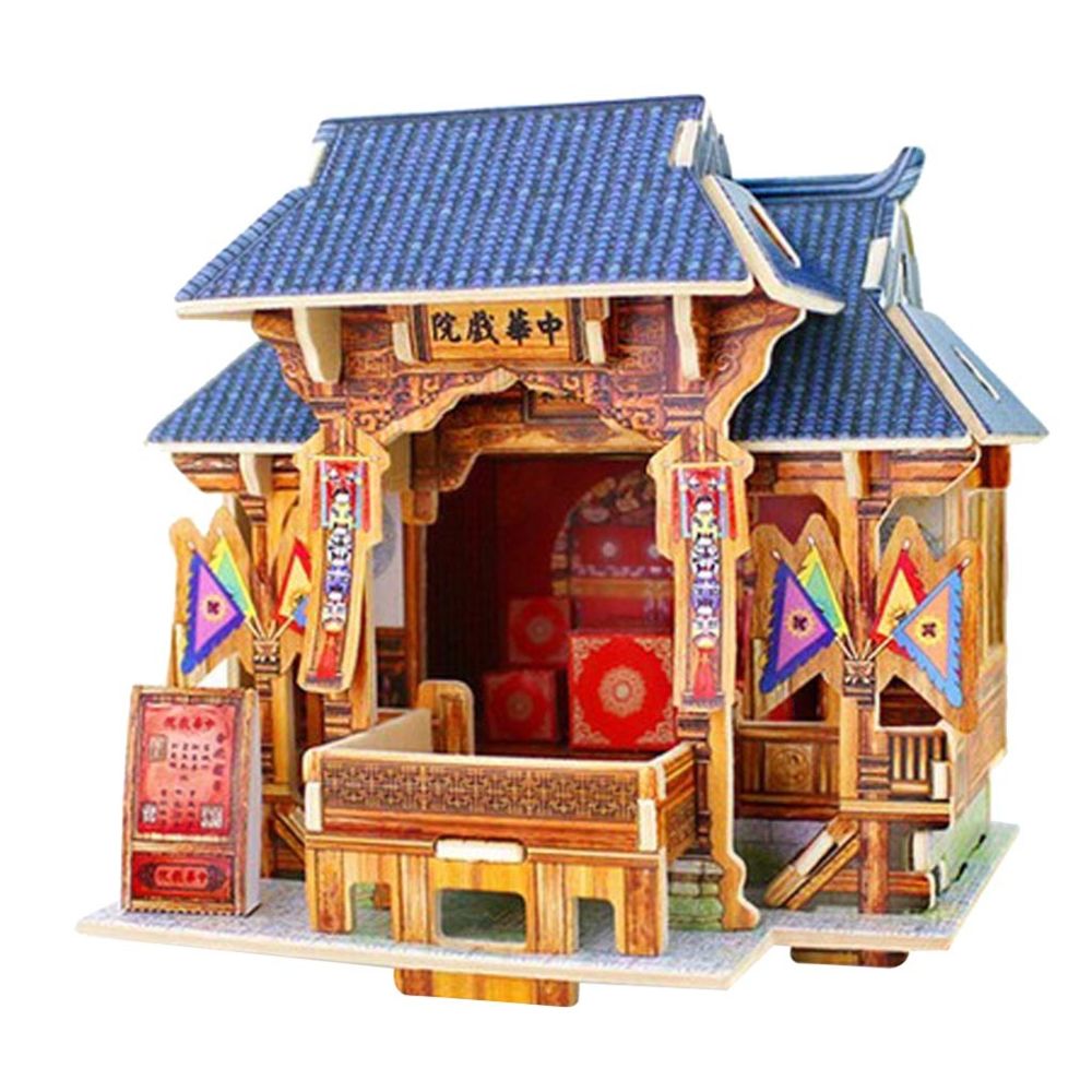 marque generique - 1/24 bricolage miniature kits 3d maison de poupée w / meubles décor de cadeau de théâtre chinois - Poupées