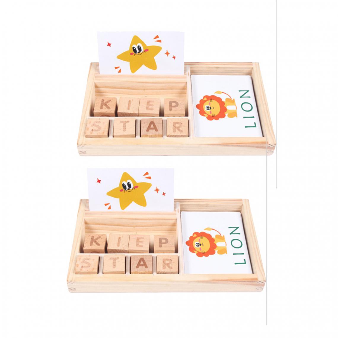 marque generique - 2xWooden Montessori Matériel Pédagogique Puzzle de Bloc D'orthographe de Mot - Puzzles Enfants
