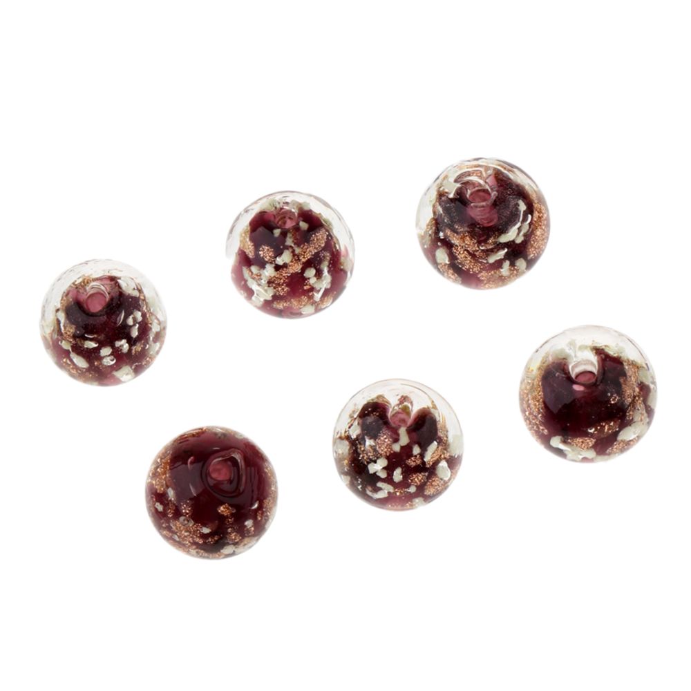 marque generique - 6pcs perles de verre rondes espaceur lumineux perles en vrac fabrication de bijoux rouge brun - Perles