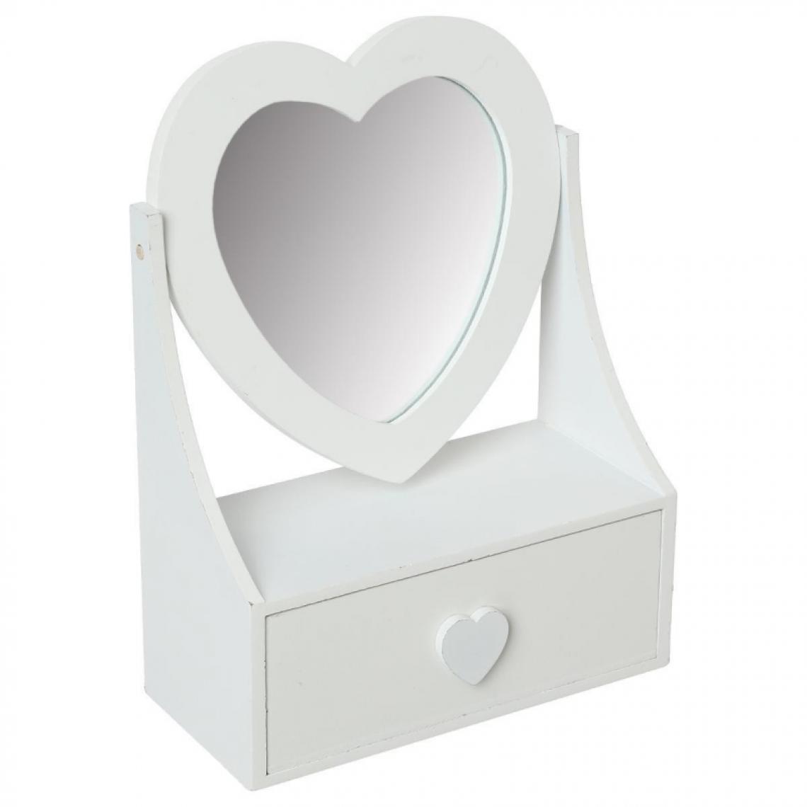 Ac-Deco - Boîte à bijoux coeur avec tiroir - Blanc - Perles