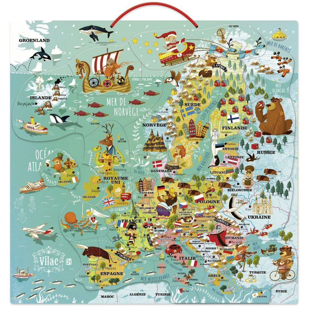 Vilac - Carte d'Europe magnétique - Jeux éducatifs