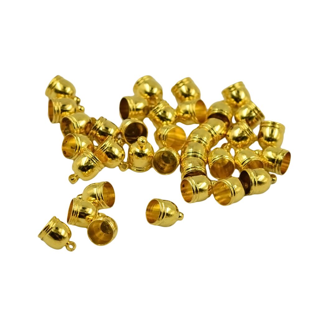 marque generique - 50pcs Cuir Corde Extrémité Du Cordon De Perles De Cap Bouchon Kumihimo Bijoux Trouver De L'or - Perles