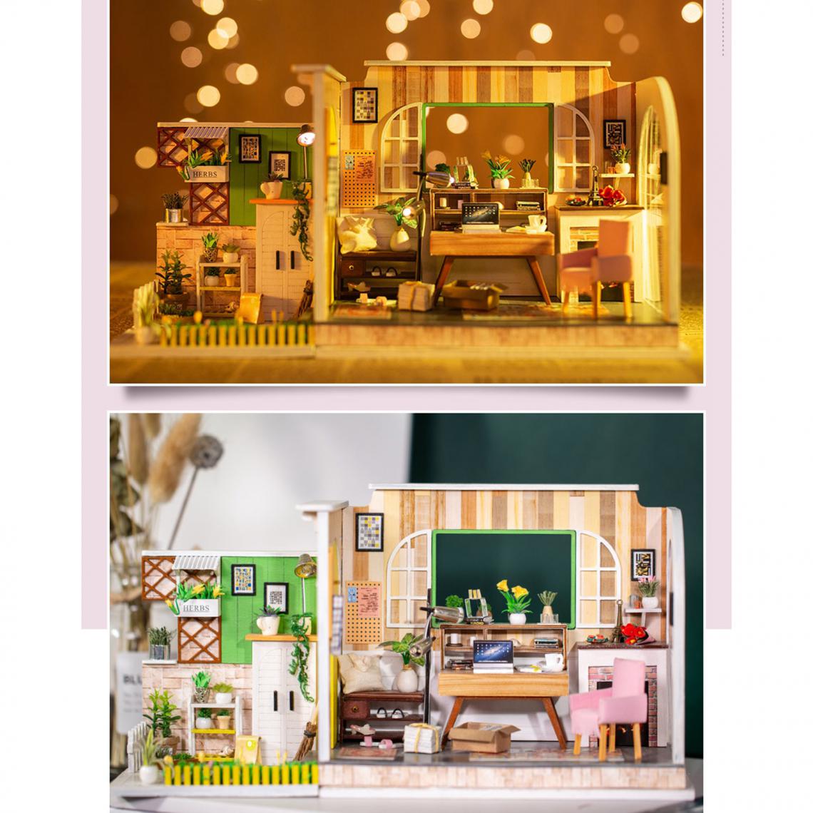 marque generique - Maison de Poupée en bois Miniature DIY Kit Maison avec des Meubles, 1:24 DIY Dollhouse Kit de Noël Cadeaux - Poupées
