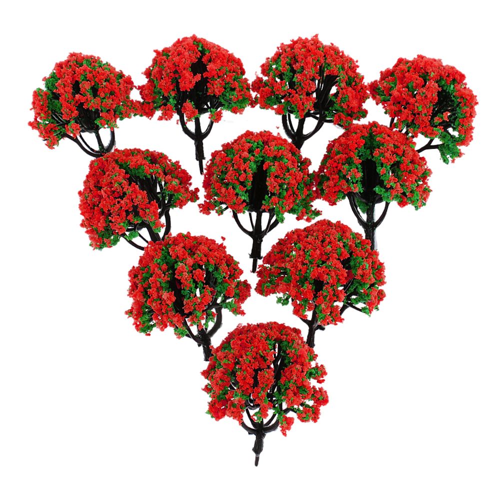 marque generique - 10 pièces modèle arbres de fleurs paysage vert paysage pour Diorama rouge - Accessoires maquettes