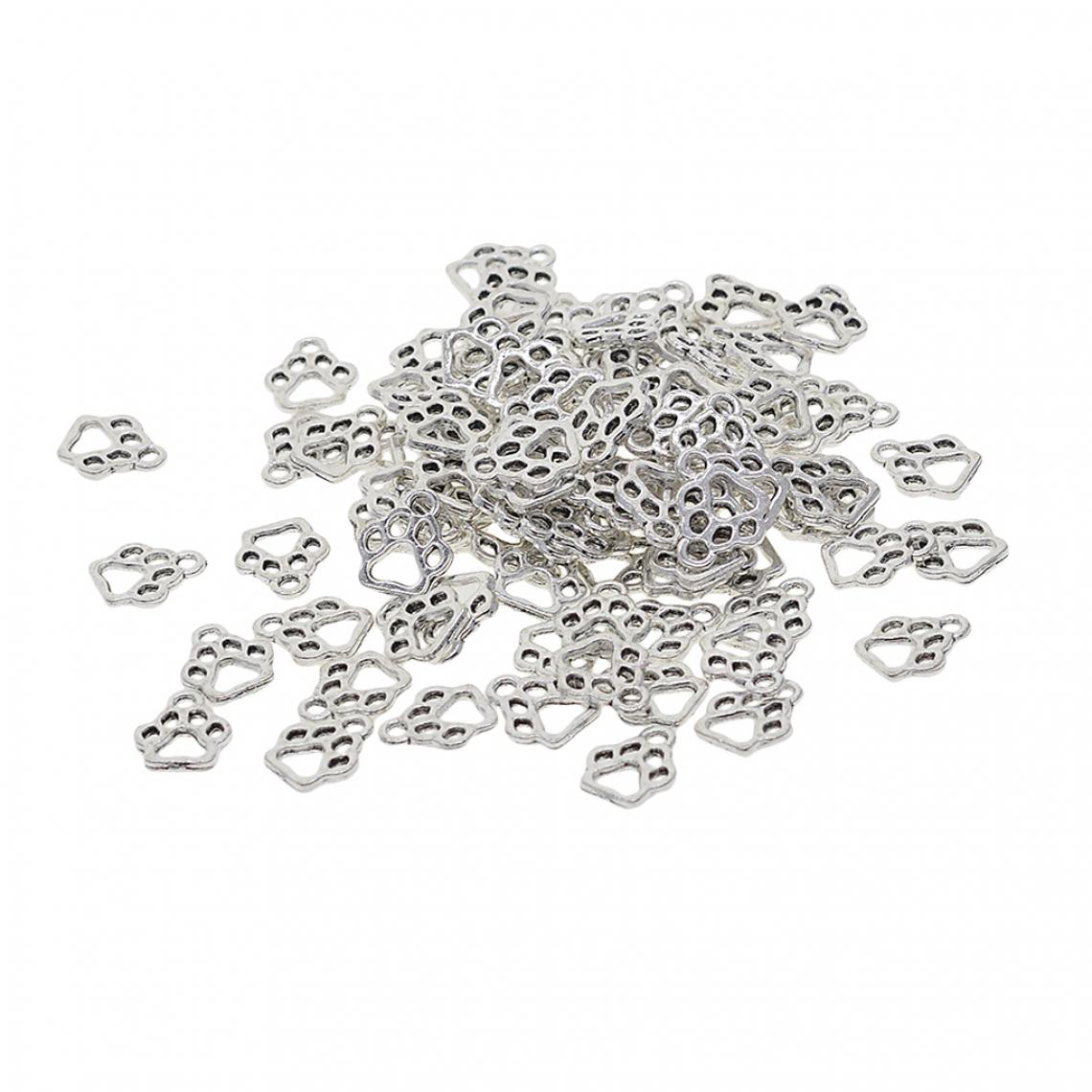 marque generique - 100pcs Perles Spacer Charmes Entretoise Pendentifs Forme Patte de Chat Creux Pour Fabrication de Bijoux Diy - Perles