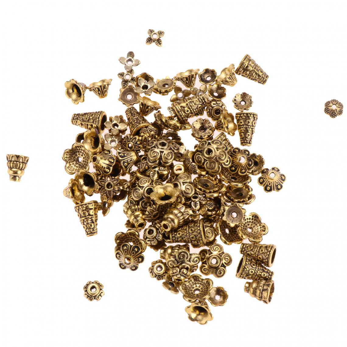 marque generique - 1 paquet assortiment perle entretoise fleur capuchon diy artisanat antique fleur d'or - Perles