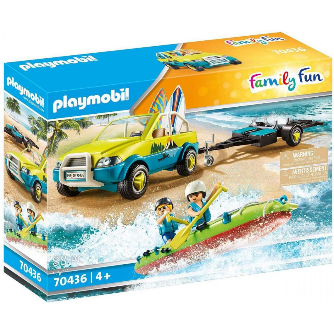 Playmobil - 70436 PLAYMO Beach Voiture avec canoë, Playmobil Family Fun - Playmobil