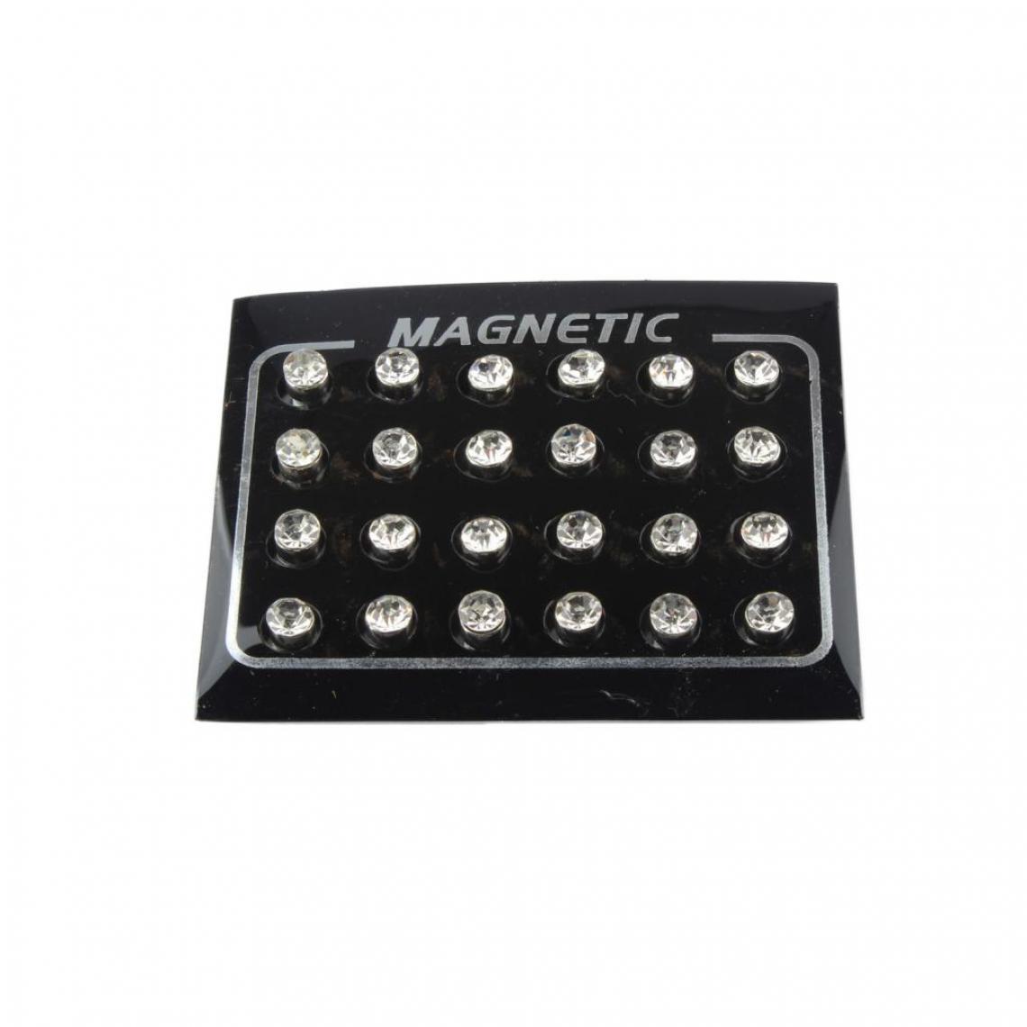 marque generique - 12 paires cristal non piercing faux clip magnétique aimant boucles d'oreilles 6mm - Perles