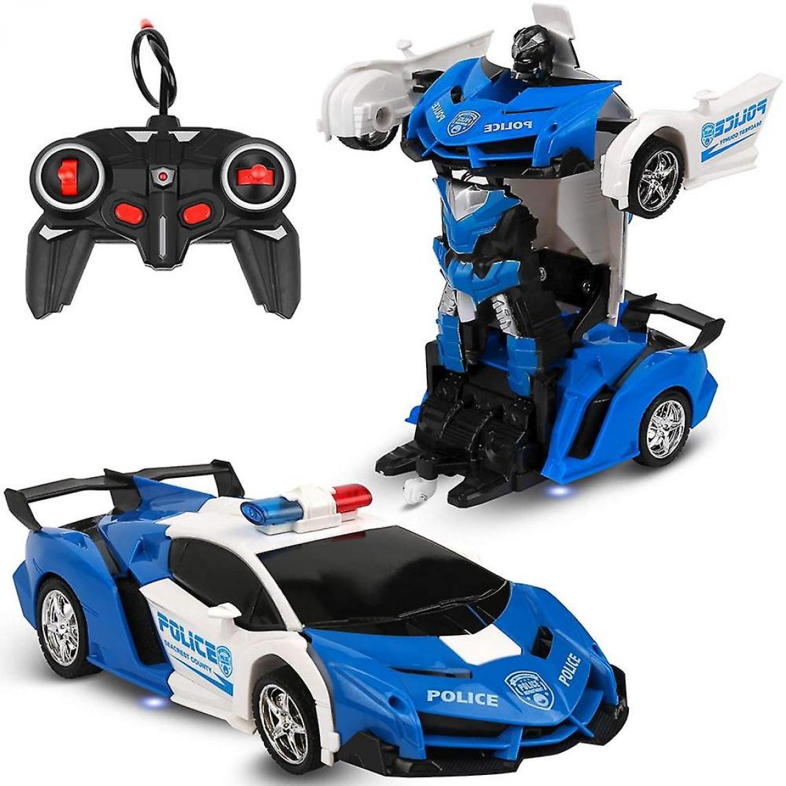 Universal - Voiture télécommandée, transformateur RC, voiture robotisée, 360 roues, frein tournant, voiture jouet pour enfants rechargeable (bleu) - Voitures
