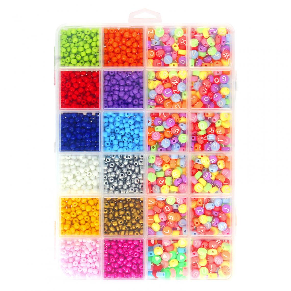 Avizar - Kit DIY Bijoux Mini Perles Multicolores avec Lettres Gravées et Cœurs Nylon - Perles