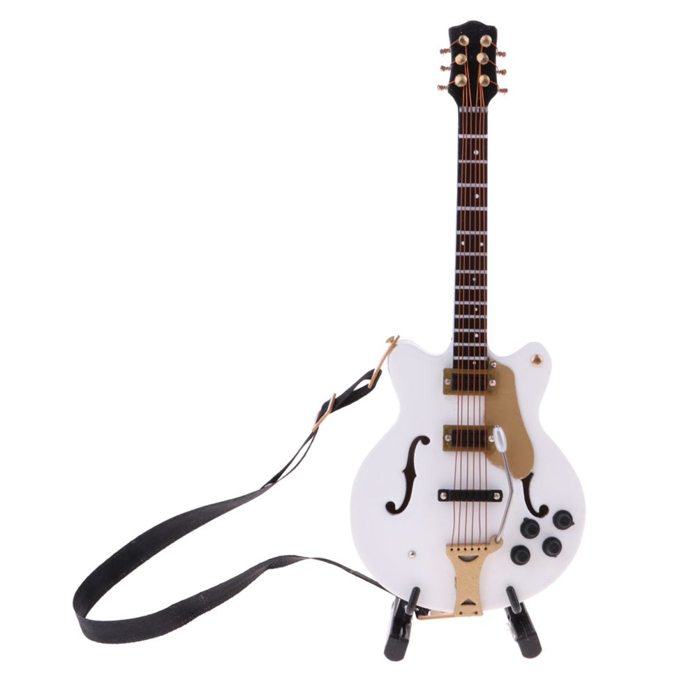 marque generique - Fait à la main échelle 1/8 Maison de poupée miniature modèle de guitare en bois décor blanc - Accessoires maquettes