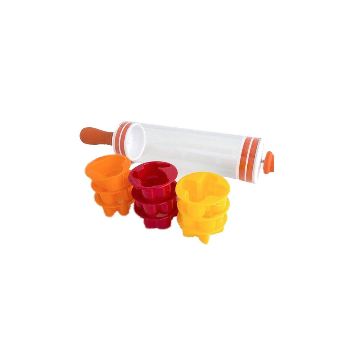 Ac-Deco - Emporte-pièces et rouleau pour biscuits - 9 pièces - Jaune, orange et rouge - Kits créatifs