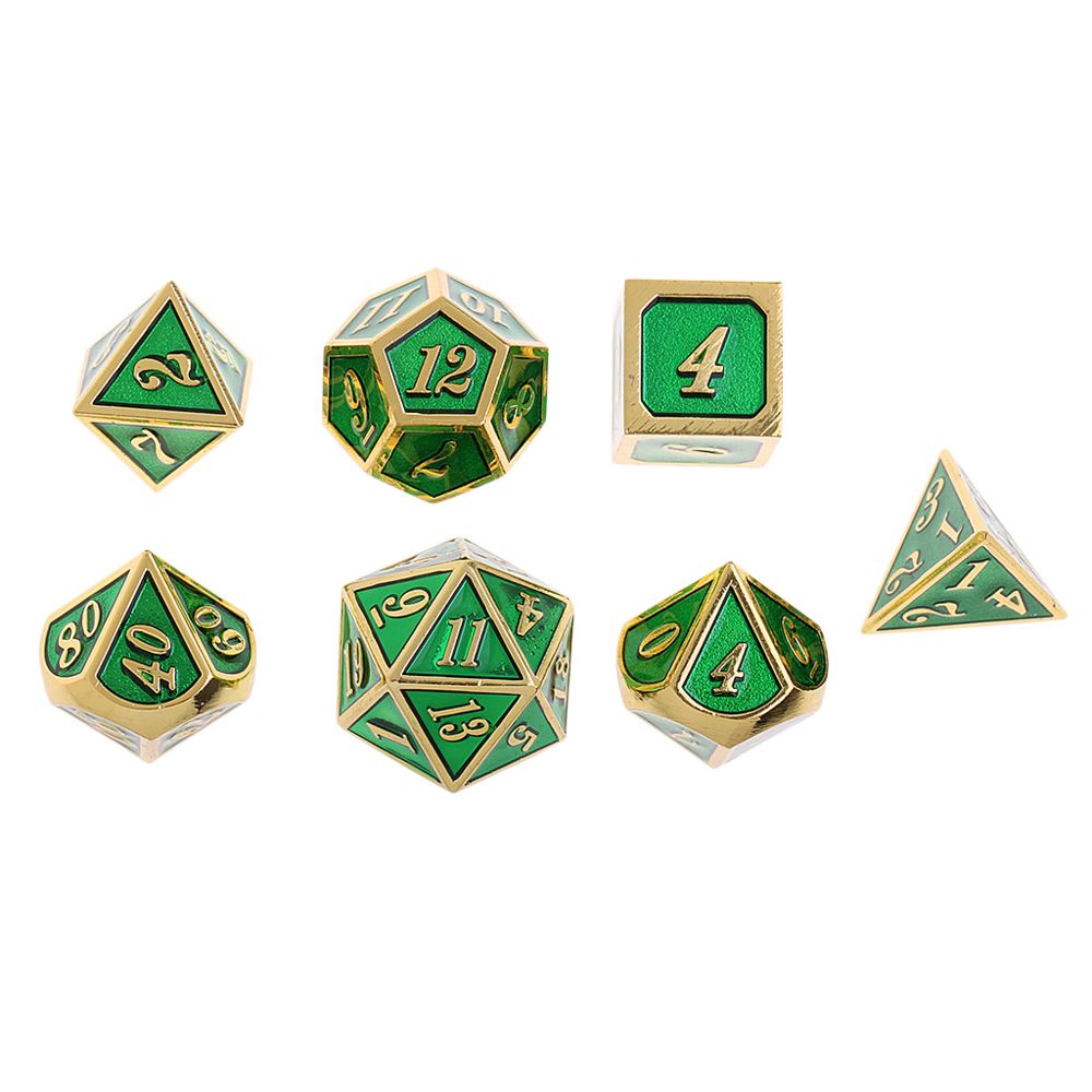marque generique - dés polyédriques en alliage d4-d20 pour mtg trpg dnd jouets - vert foncé doré - Jeux de rôles
