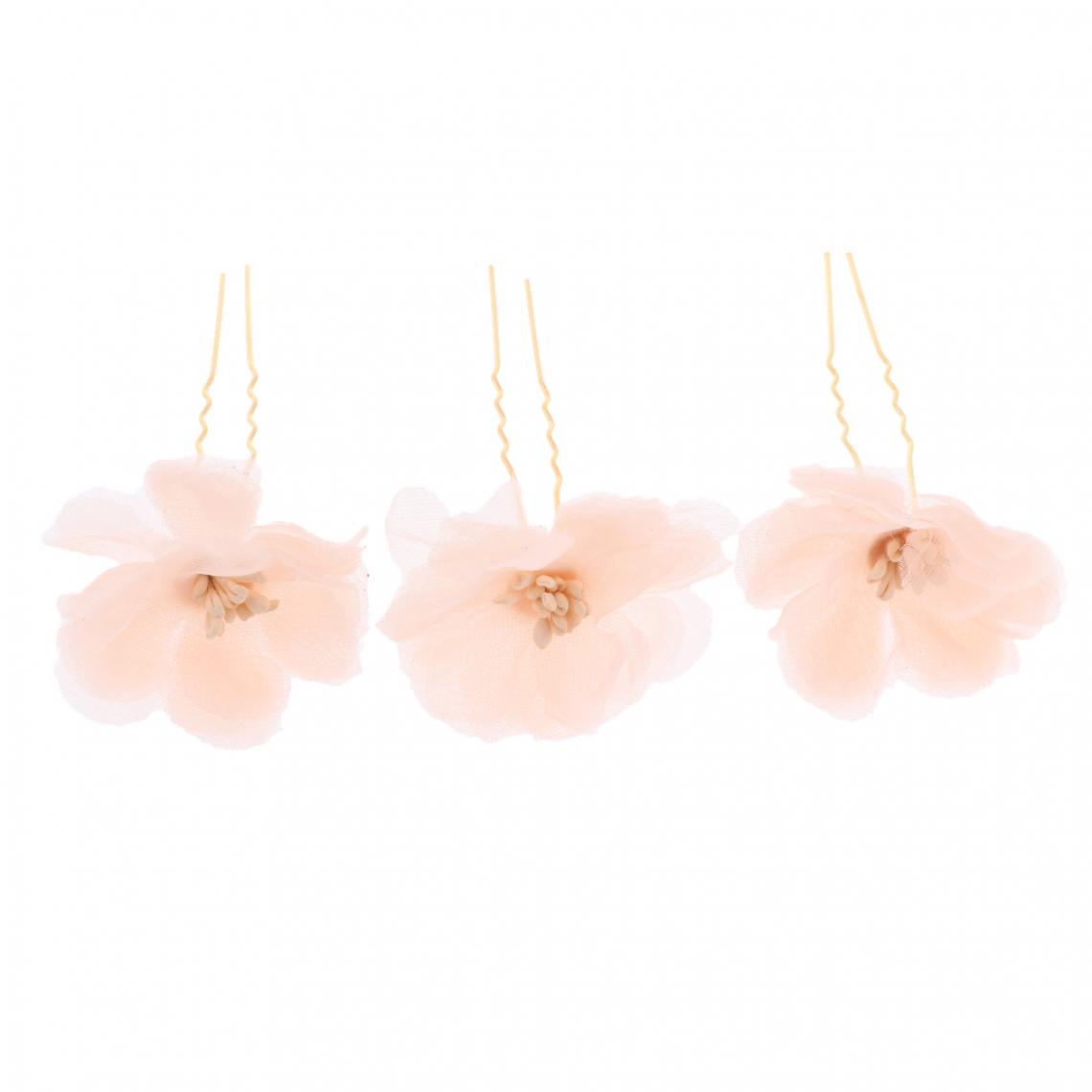 marque generique - 3pcs / set de mariée en épingle à cheveux fleur ornement de cheveux bijoux de tête rose clair - Perles