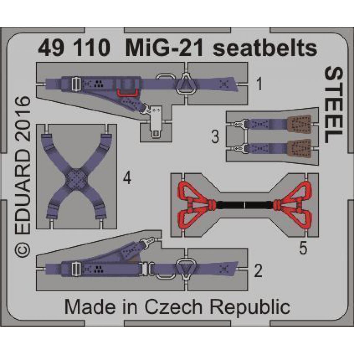 Eduard - MiG-21 seatbelts STEEL - 1:48e - Eduard Accessories - Accessoires et pièces