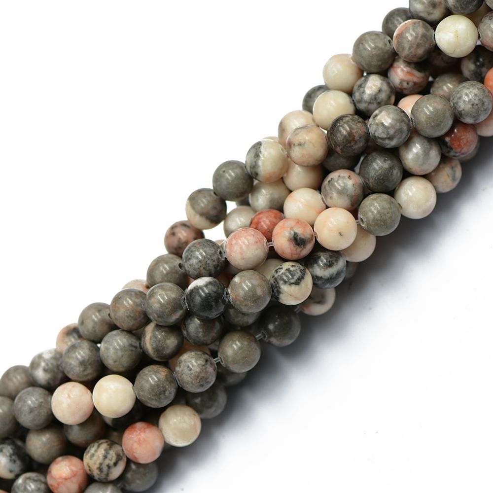 marque generique - perles naturelles de jaspe zèbre - Perles