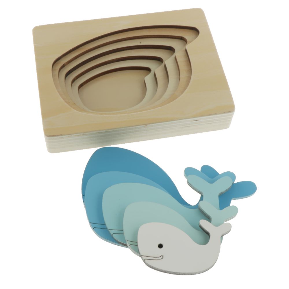 marque generique - Puzzle éducatif en bois à 5 couches pour bébé en bas âge Blue Whale - Jeux d'éveil