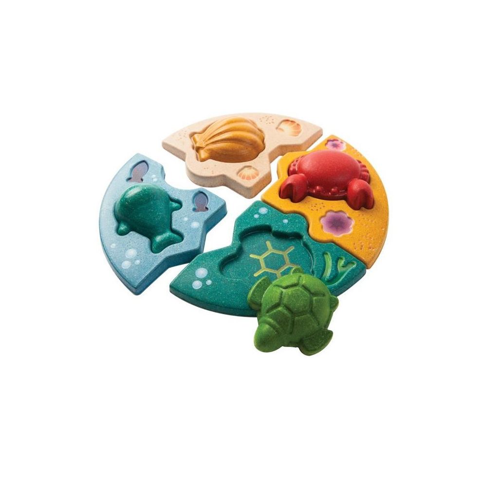 Plan Toys - PLAN TOYS Jeu en bois Puzzle la vie marine - Animaux