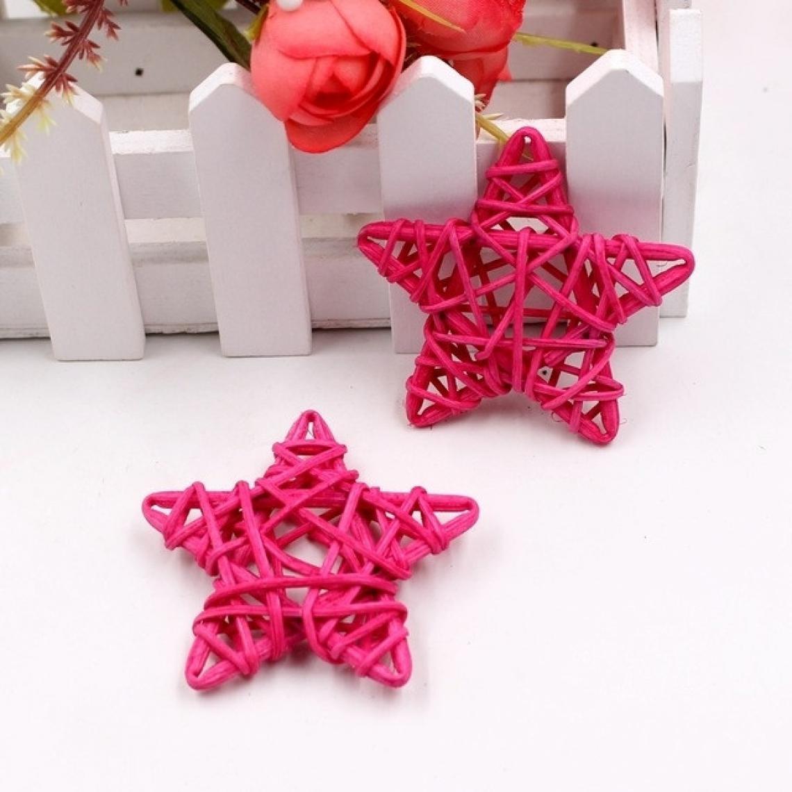 Wewoo - 10 pcs artificielle boule de paille bricolage décoration rotin étoiles décor de noël fournitures de maison ornement rose - Dessin et peinture