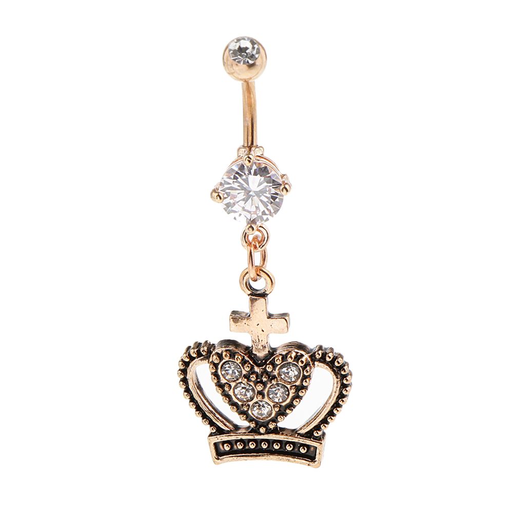marque generique - charme inox couronne couronne cristal nombril nombril anneau rose or - Perles