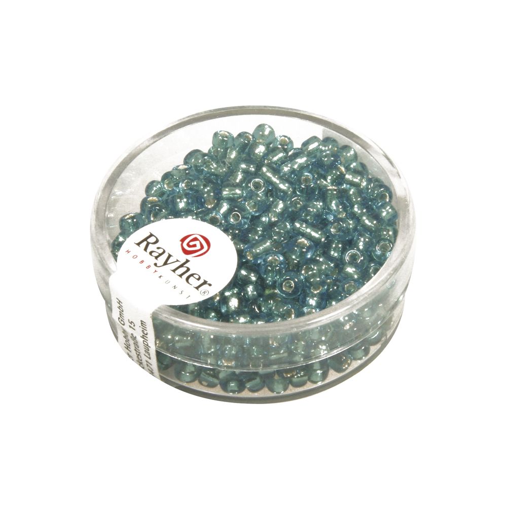 Rayher - Perle rocaille garniture argentée Turquoise Ø2,6mm 16 g - Rayher - Perles