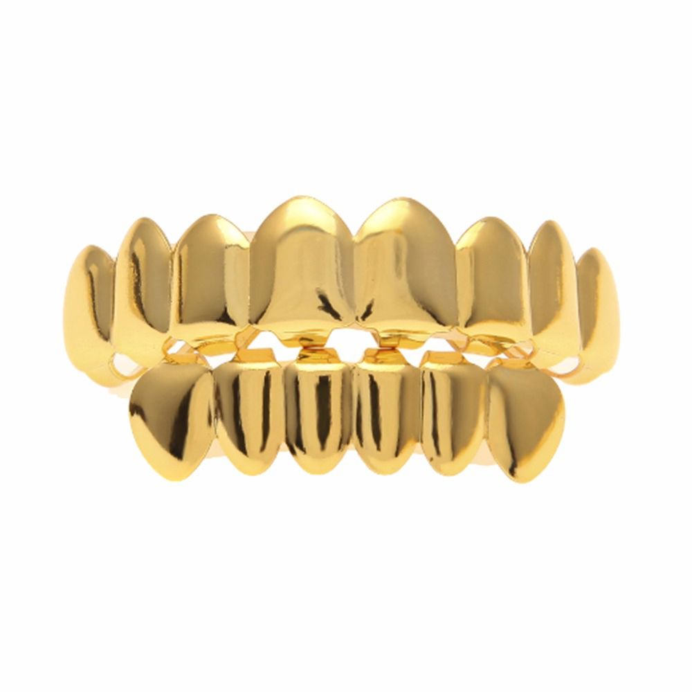 marque generique - 18k plaqué or hip hop haut bas dents fantaisie bijoux en or - Perles
