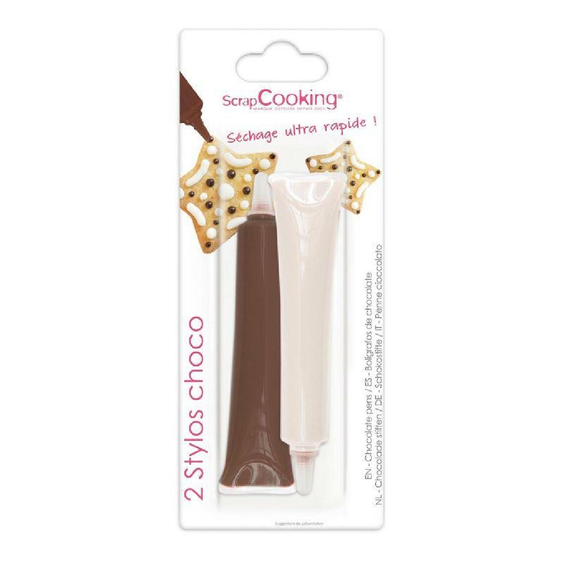 Scrapcooking - 2 stylos chocolat - Marron et blanc - 2 x 25 g - Kits créatifs