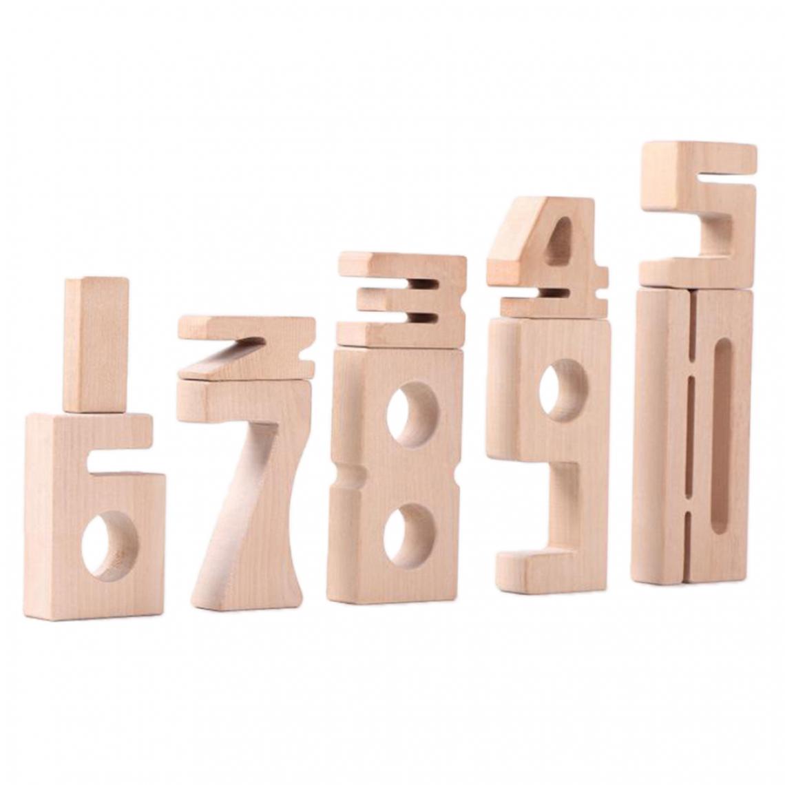 marque generique - Enfant en bas âge Enfants Montessori Math Blocs de Construction 1-10 Nombre Comptage Empilage Jeu Jouets, Beechwood - Jeux éducatifs
