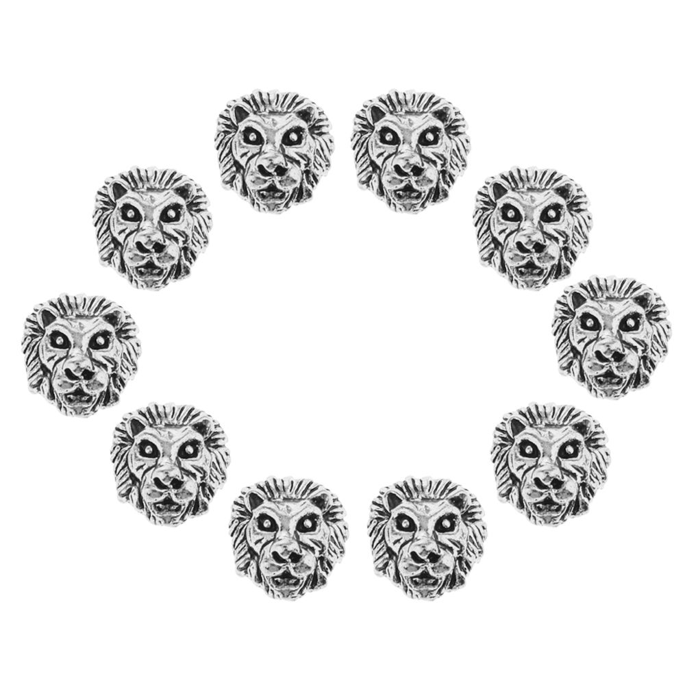 marque generique - 10 pcs métal lion tête bracelet collier connecteur charme perles ruban - Perles