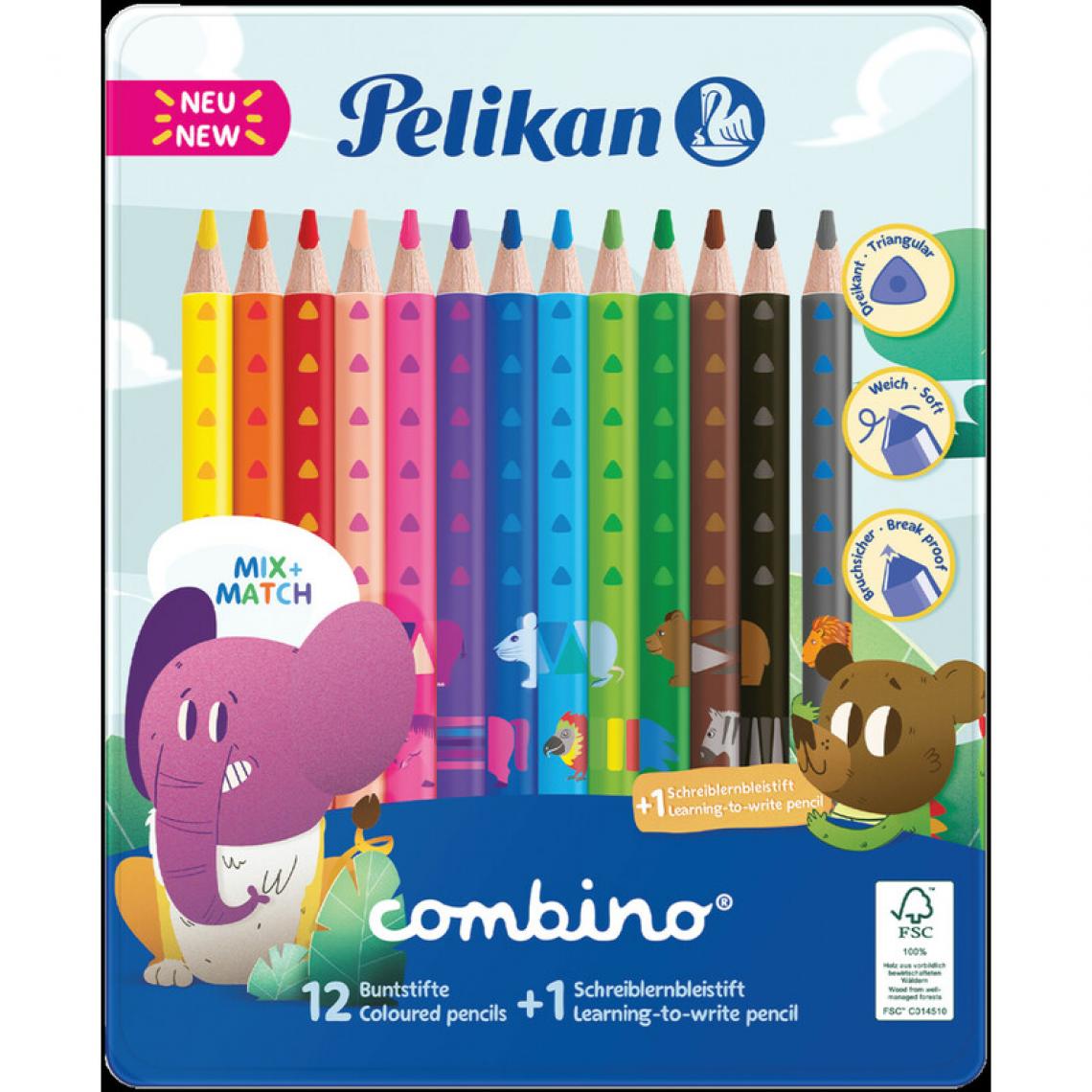 Pelikan - Pelikan Crayon de couleur combino, étui en métal de 12 () - Bricolage et jardinage