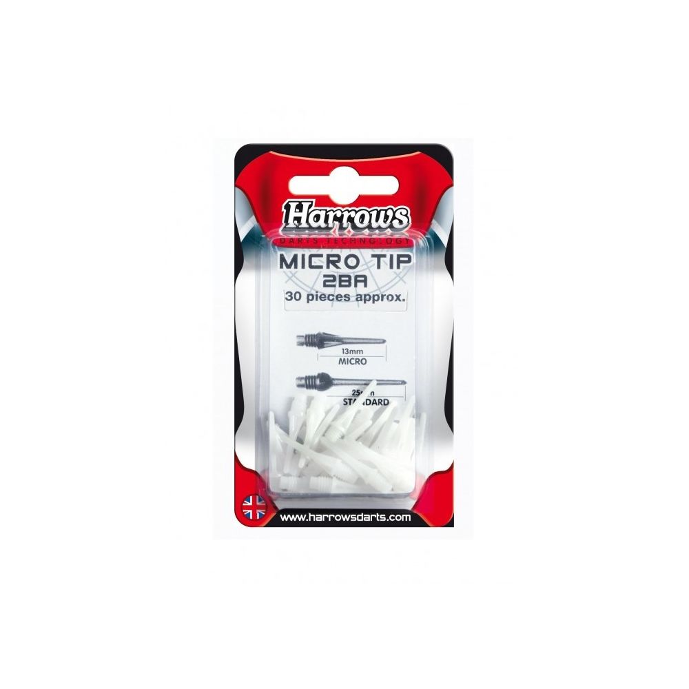 Harrows - 30 pointes de fléchettes Micro Tip blanches - Accessoires fléchettes