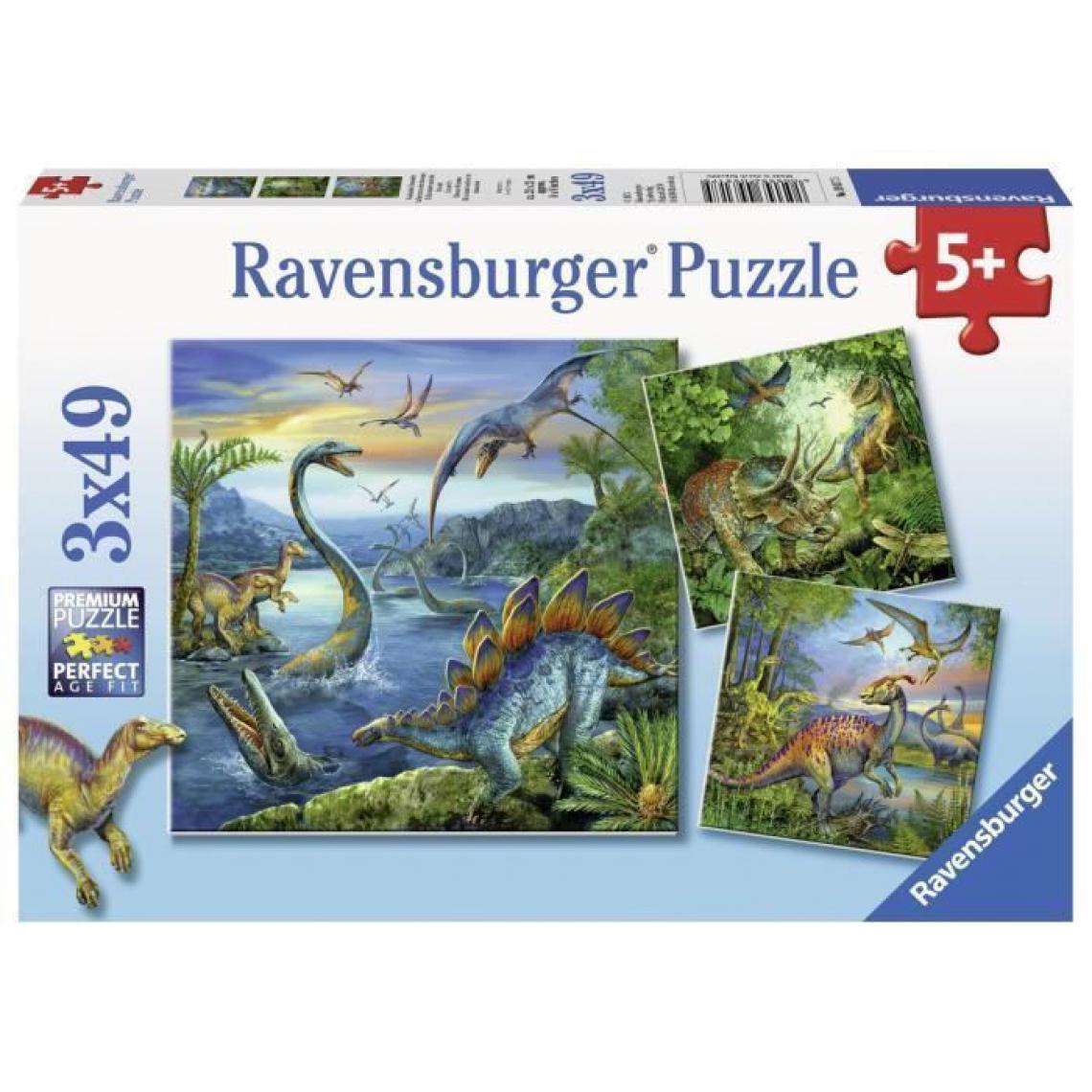 Ravensburger - Puzzle 3X49P La fascination des Dinosaures - Animaux