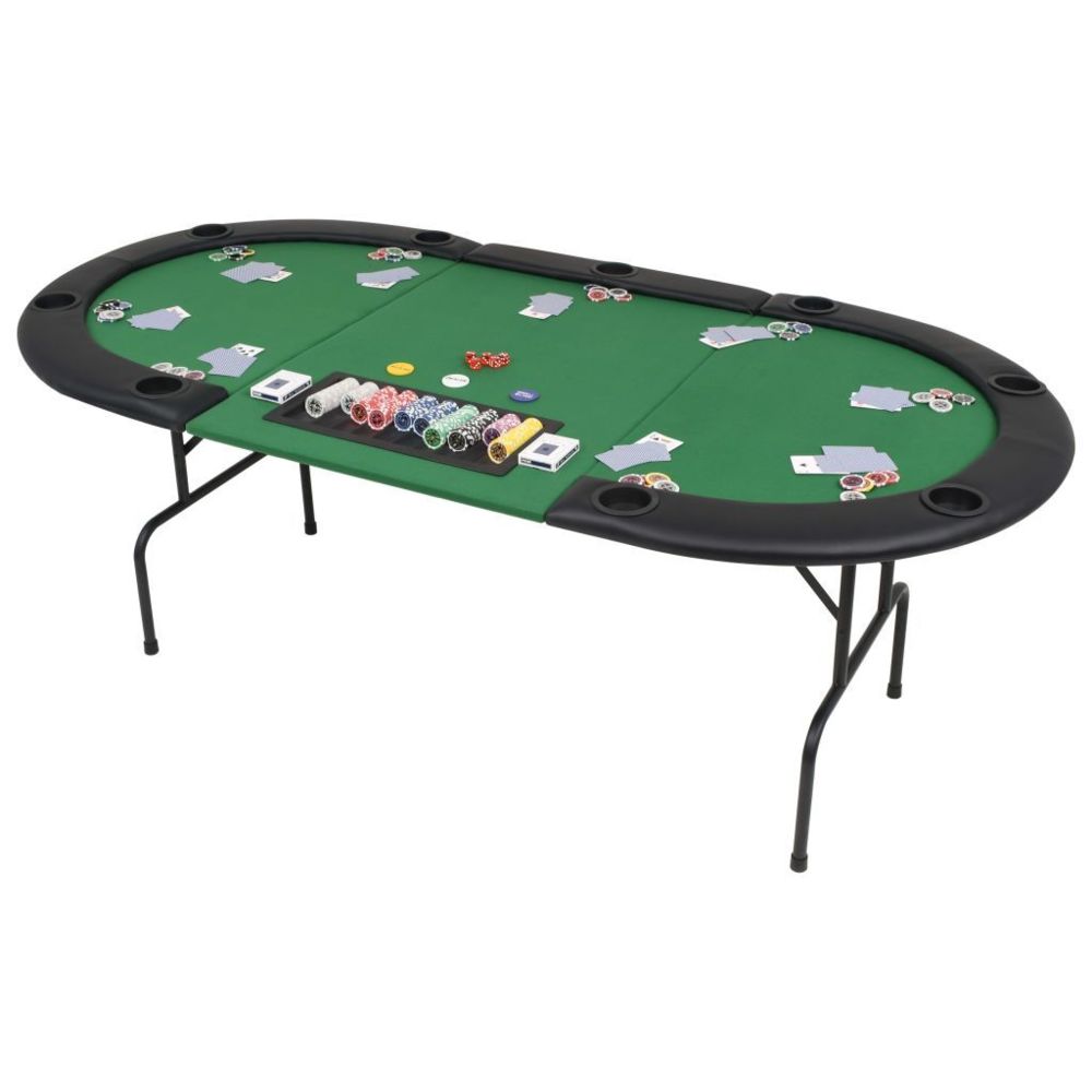 marque generique - Icaverne - Tables de poker et de jeux ensemble Table de poker pliable pour 9 joueurs 3 plis Ovale Vert - Tables