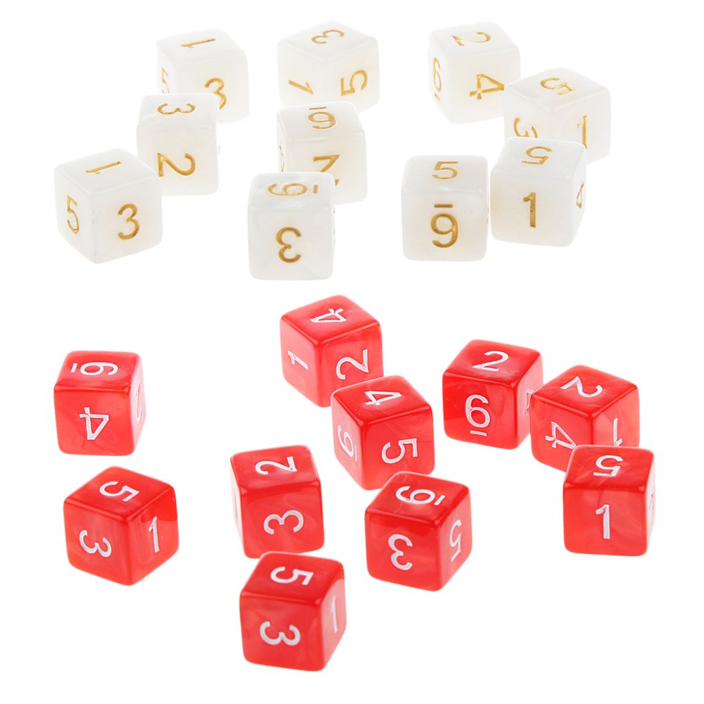 marque generique - 20 pièces à six faces dés d6 pour jouer à d u0026 d rpg party game blanc et rouge - Jeux de rôles