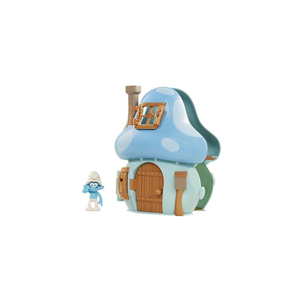 The Smurfs - Smurfs The Lost Village Mushroom House Playset with Brainy Smurf Figure - Voitures