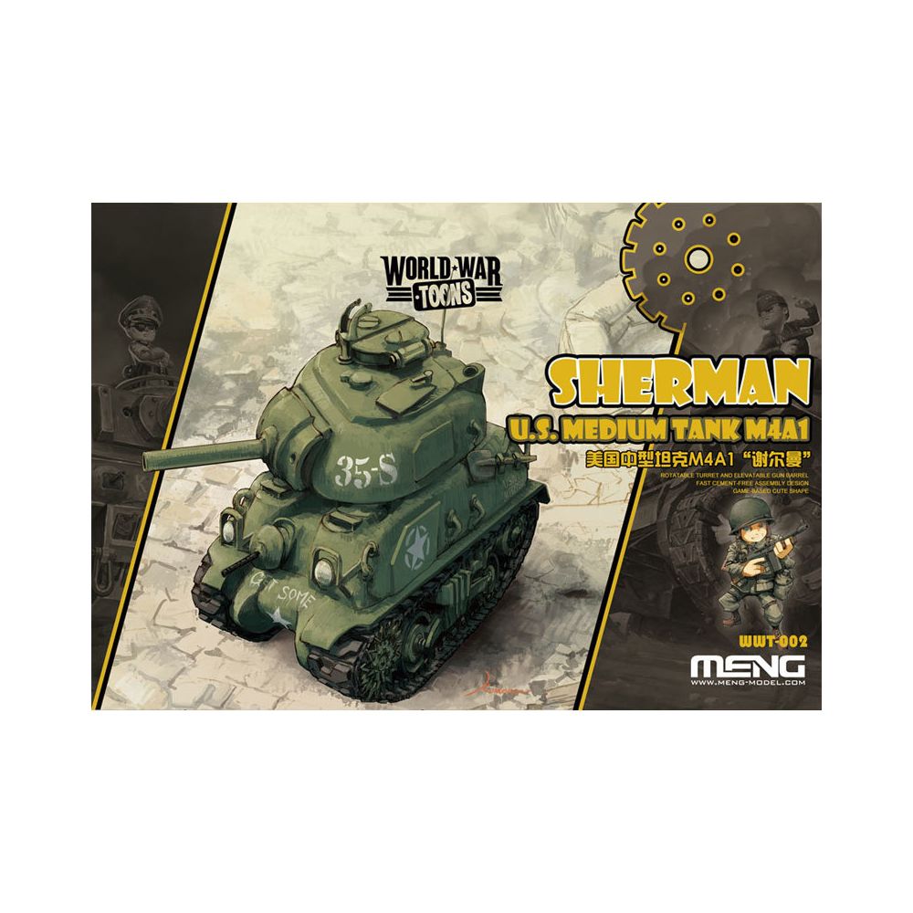 Meng - Maquette Char : World War Toons : Sherman US Medium Tank M4A1 - Chars
