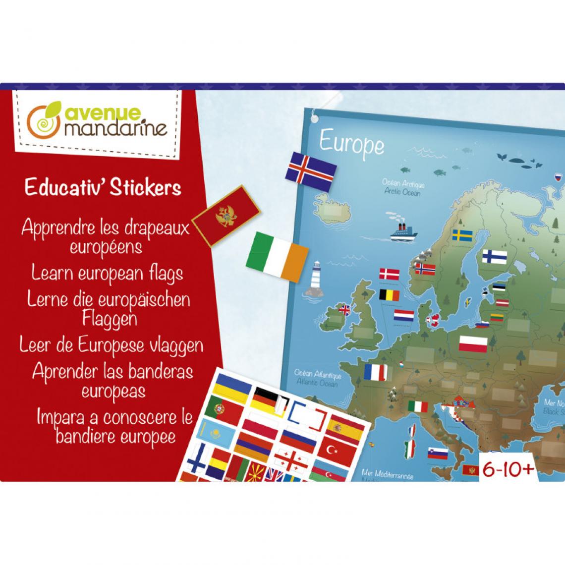 Ac-Deco - Apprendre les drapeaux européens - 23 x 4 x 16 cm - Jeux éducatifs - Jeux éducatifs